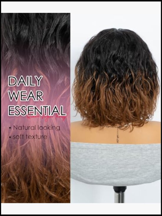 Short Curly Bob Wig Human Hair Glueless Wear and Go Chic Daily Party